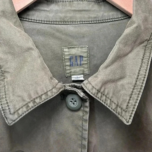 Gap Shacket Size Large Green Utility Cargo Women’s Shirt Jacket Utility Army - Picture 4 of 9